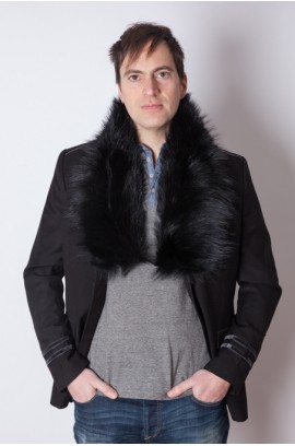 Black raccoon fur scarf - unisex